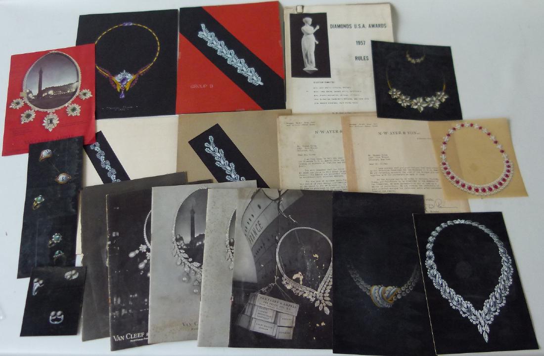 LOT ASSORTED W/C GOUACHE JEWELRY DESIGNS 1956 (1 of 18)