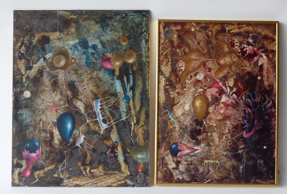 LOT (2) ACRYLIC/PANEL RELIGIOUS ABSTRACTS (1 of 13)