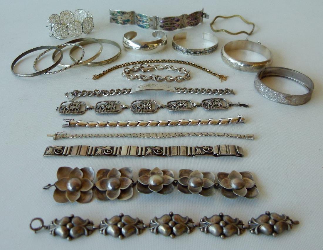 LOT (20) ASSORTED STERLING BRACELETS C. 1940/90 (1 of 17)