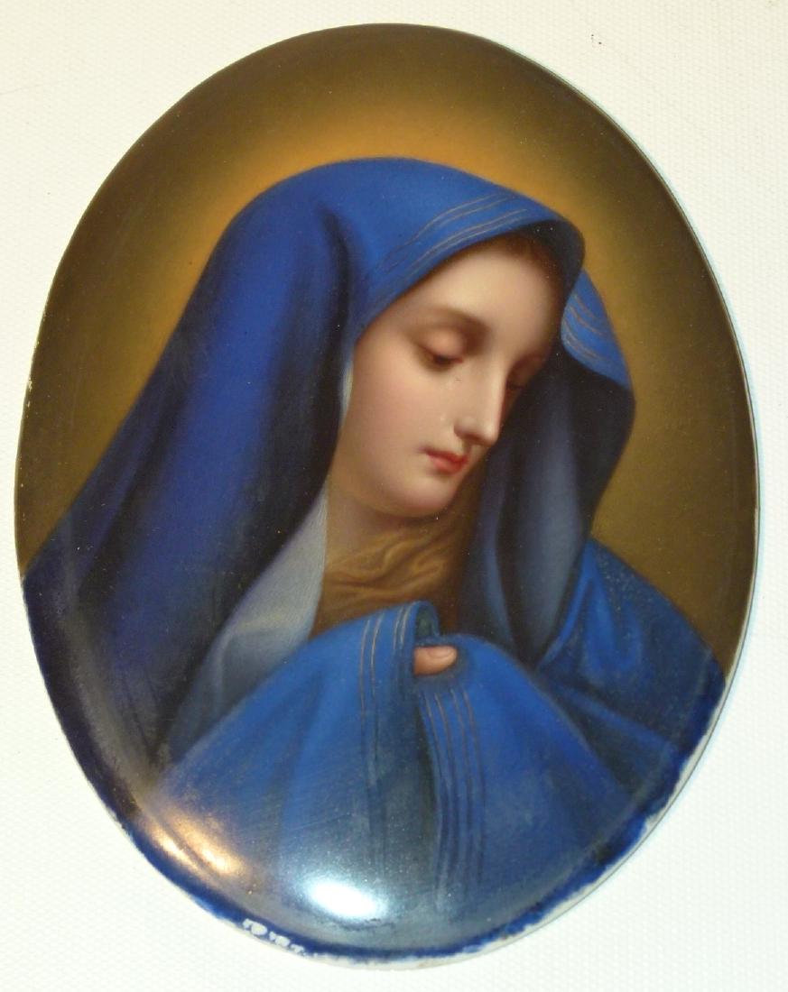 KPM H/P PORCELAIN PLAQUE MADONNA/HOLY MOTHER: KPM H/P PORCELAIN PLAQUE MADONNA/HOLY MOTHER, 19TH C. 5" X 7"