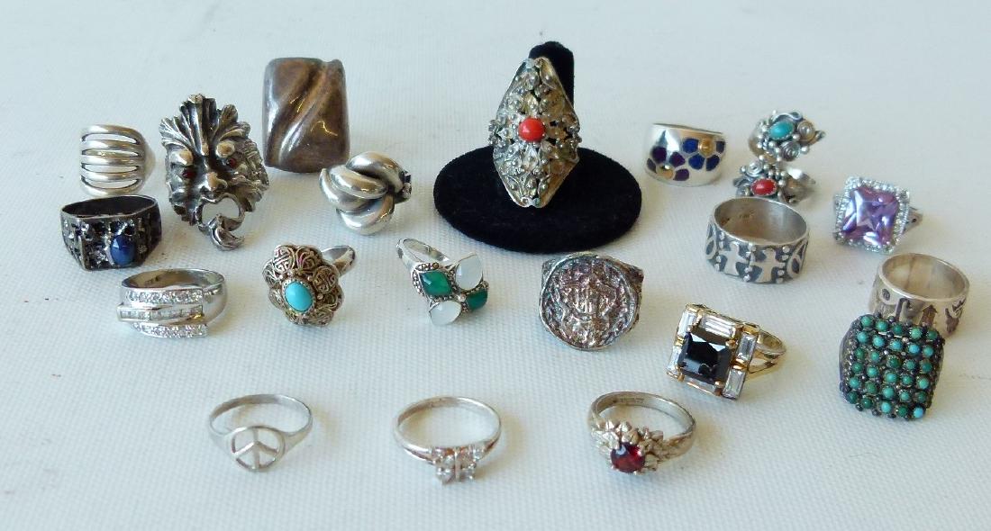 LOT (20) ASSORTED STERLING RINGS (VARIOUS SIZES) (1 of 5)