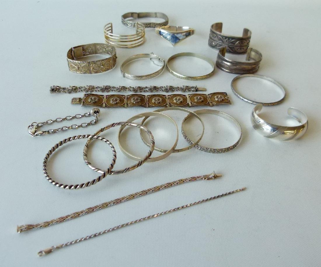 LOT (20) ASSORTED STERLING BANGLE BRACELETS (1 of 11)