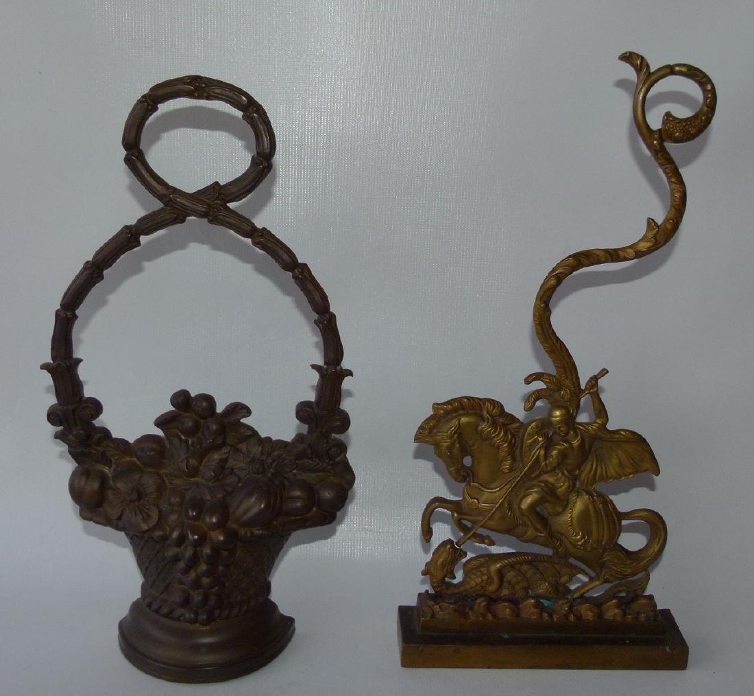 LOT (2) VICTORIAN BRONZE/BRASS /FLORAL DOOR STOPS (1 of 18)