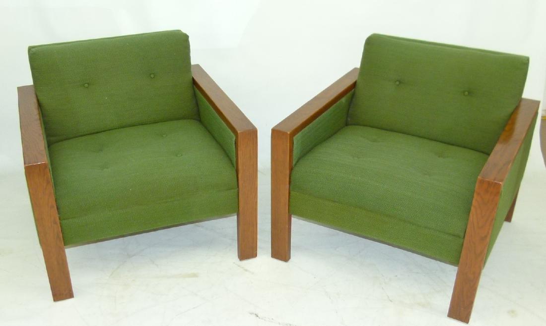 PAIR MID CENTURY MODERN LIME GREEN  ARM CHAIRS (1 of 9)