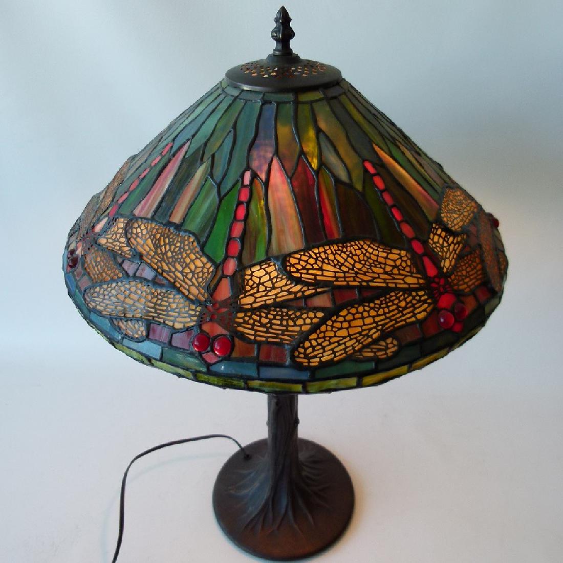 Tiffany Style Dragonfly Slag Glass Table Lamp