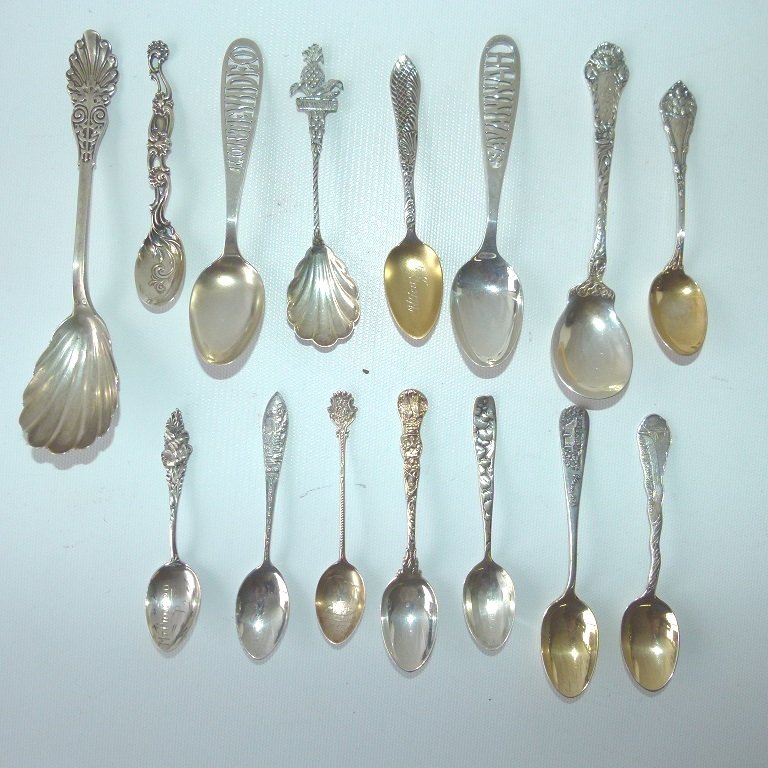 LOT (15) ASSORTED STERLING SPOONS (1 of 15)