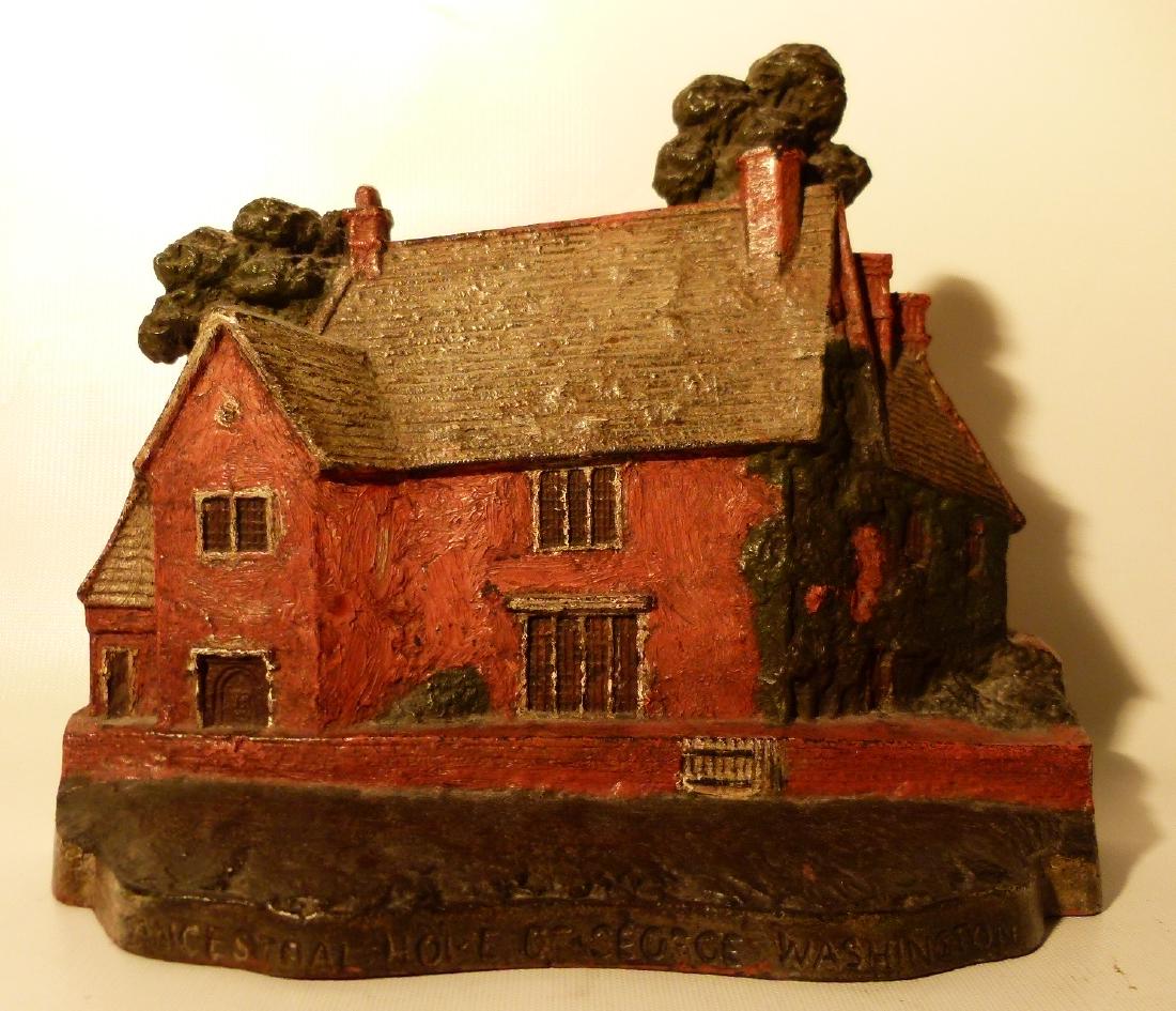 GREENBLATT STUDIO CAST IRON SULGRAVE DOORSTOP: GREENBLATT STUDIO CAST IRON SULGRAVE MANOR DOORSTOP, C. 1925 H. 9" W. 11"