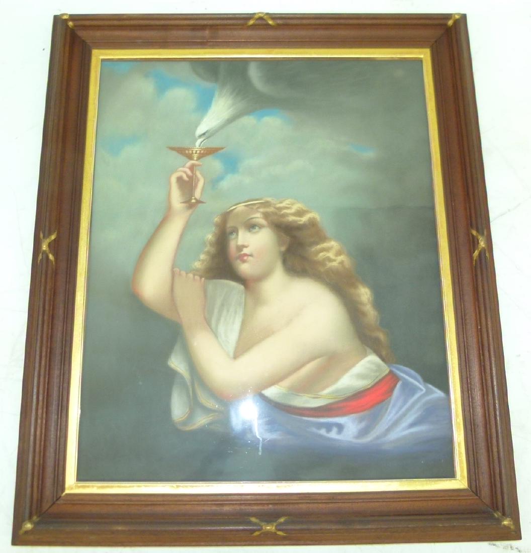 VICTORIAN PASTEL "GODDESS OF SKY" 19TH C. (1 of 9)