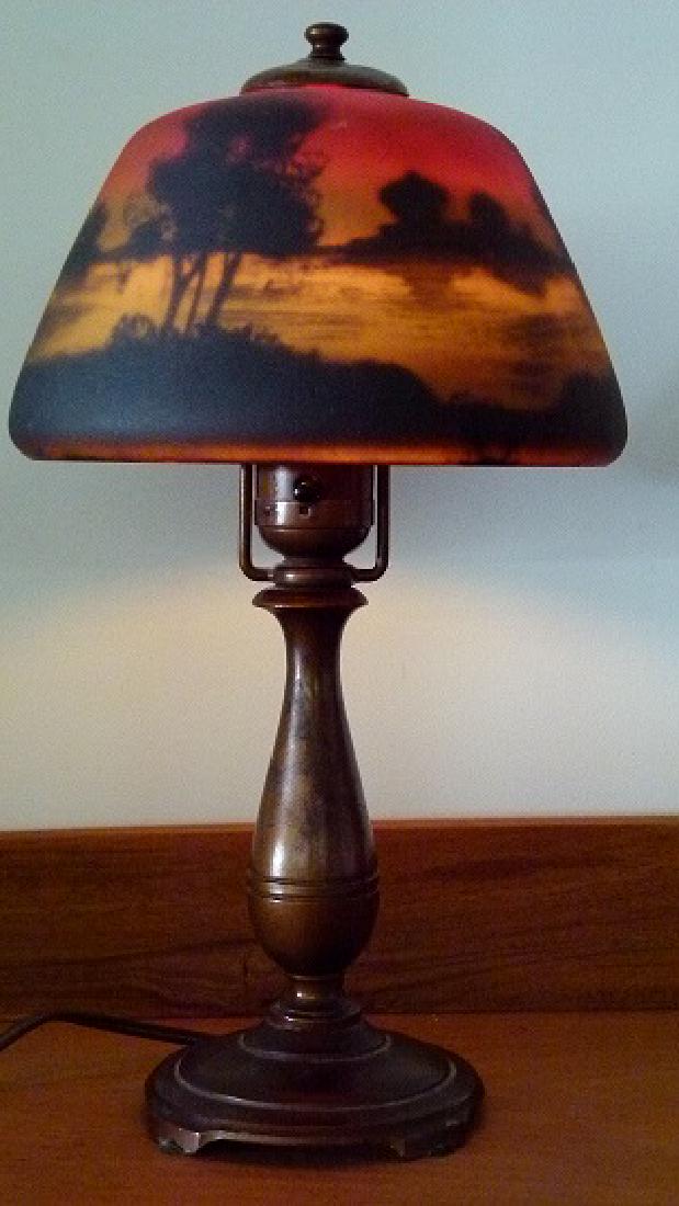 MOE-BRIDGES  TABLE LAMP W/ LANDSCAPE  PAINTED SHADE (1 of 12)