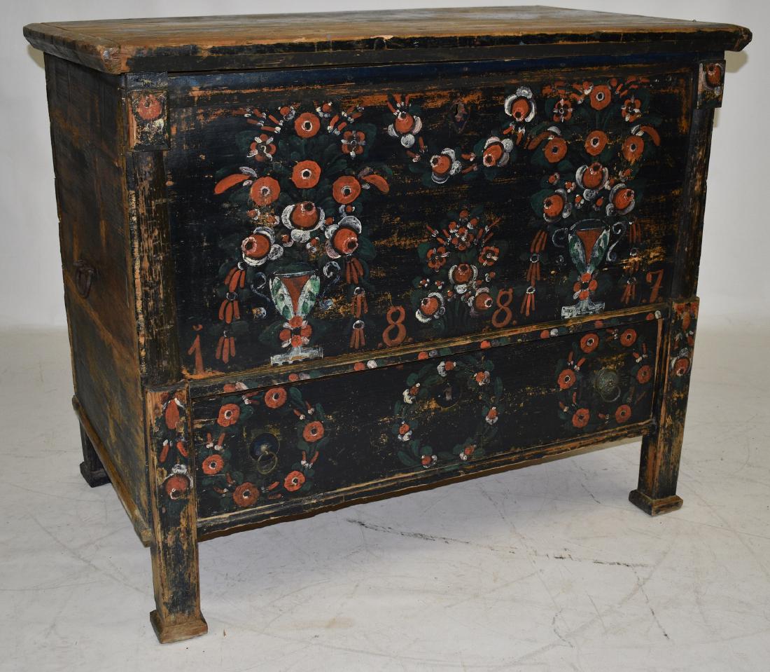 CONTINENTAL PAINTED PINE BLANKET CHEST W/ DRAWER (1 of 13)