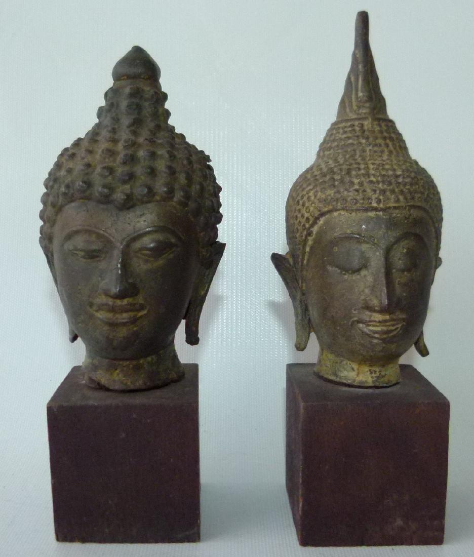 LOT (2) TIBETAN BRONZE BUDDAH HEADS (ANCIENT) (1 of 11)