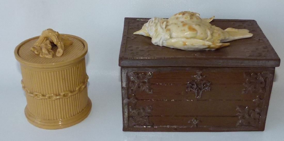 LOT (2) GERMAN  PORCELAIN COVERED TOBACCO BOXES (1 of 15)