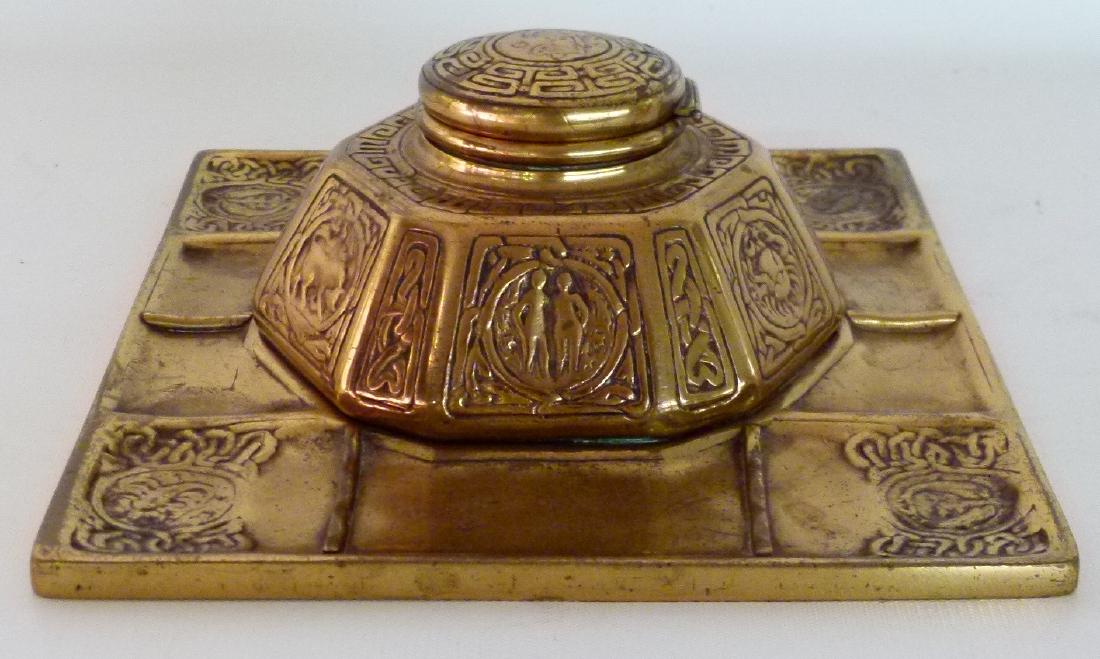 FINE TIFFANY STUDIOS ZODIAC BRASS INKWELL (POLISHED) (1 of 11)