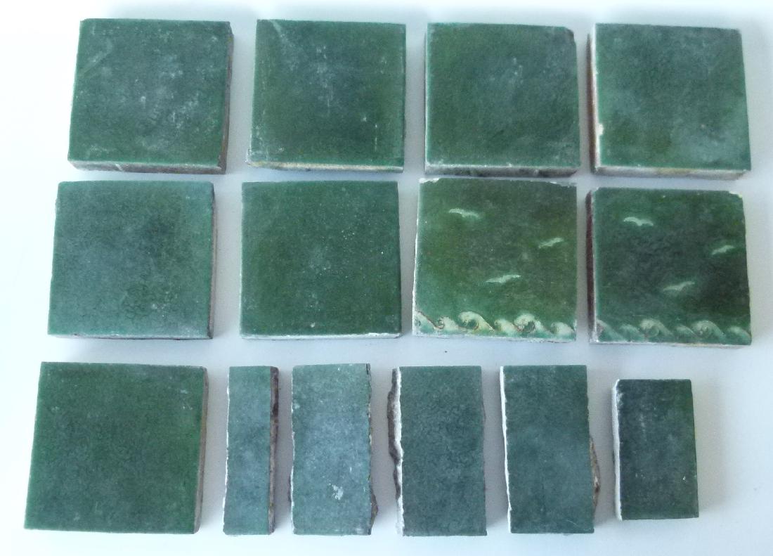 LARGE LOT (14) GRUEBY MATTE GREEN TILES (1 of 9)