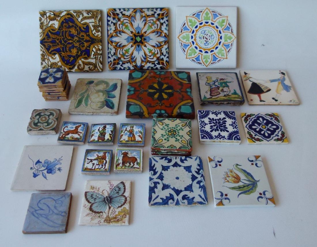 LARGE LOT (32) ASSORTED H/P DECORATED TILES (1 of 20)