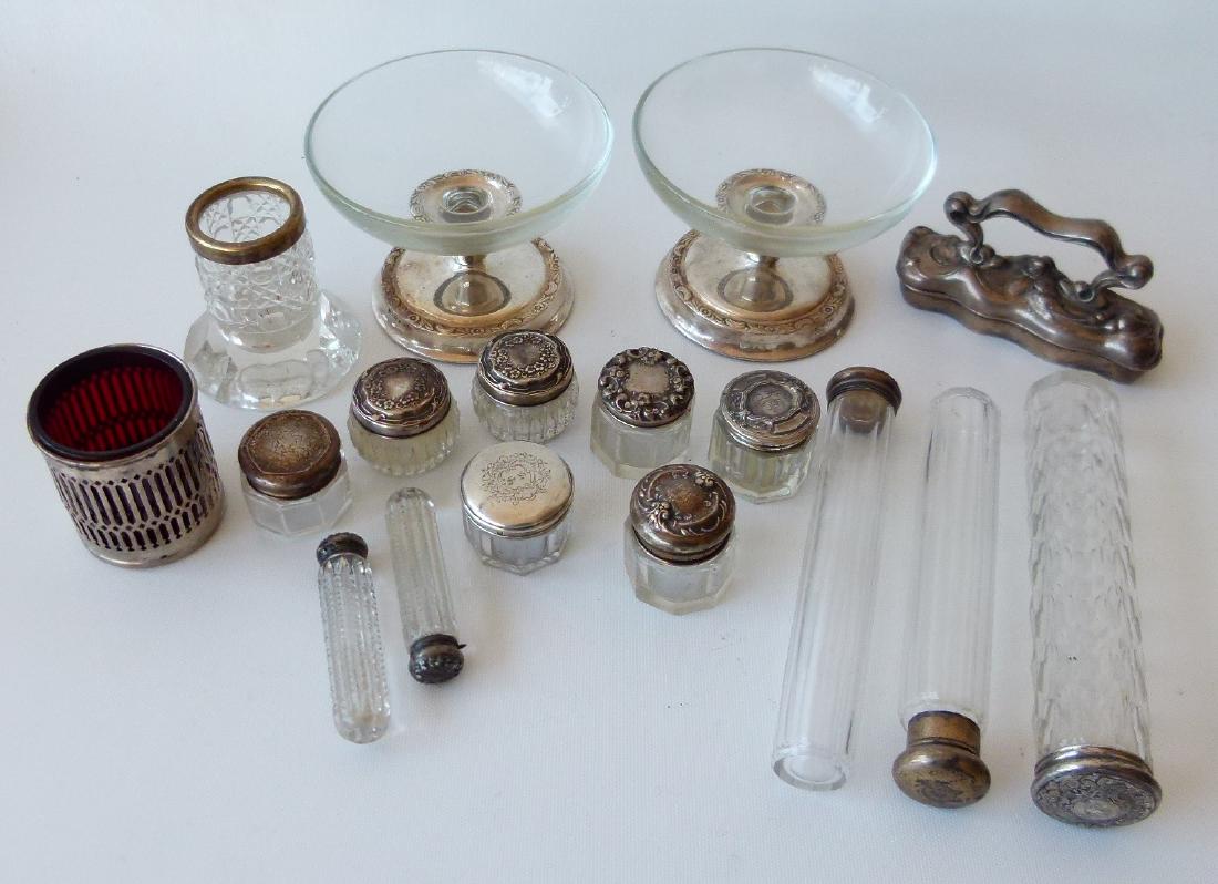 LOT ASSORT ART NOUVEAU STERLING CAP DRESSER JARS (1 of 20)