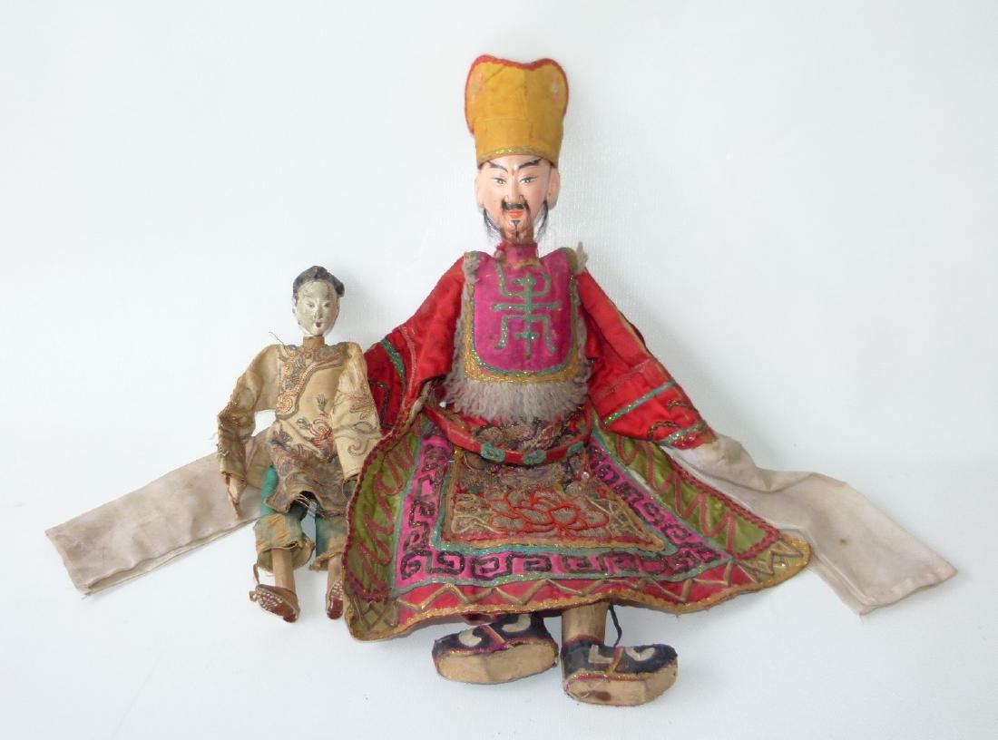 LOT (2) EARLY CHINESE CARVED/PAINTED WOOD DOLLS (1 of 17)
