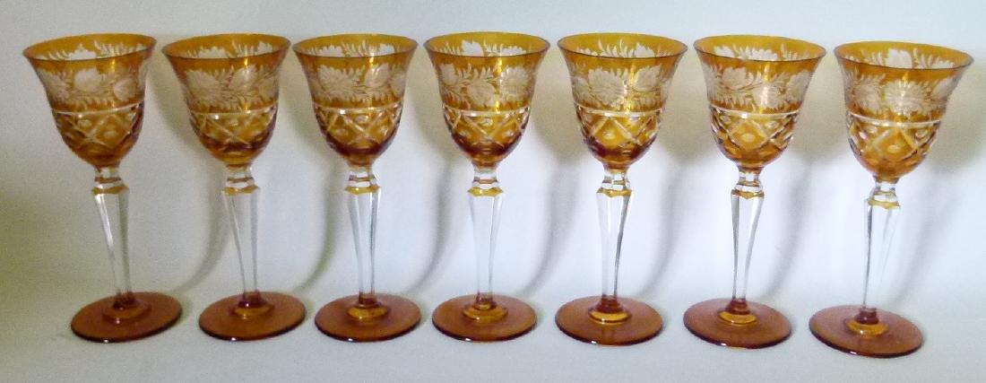 SET (7) BOHEMIAN CUT CRYSTAL STEMWARE, C. 1950 (1 of 7)