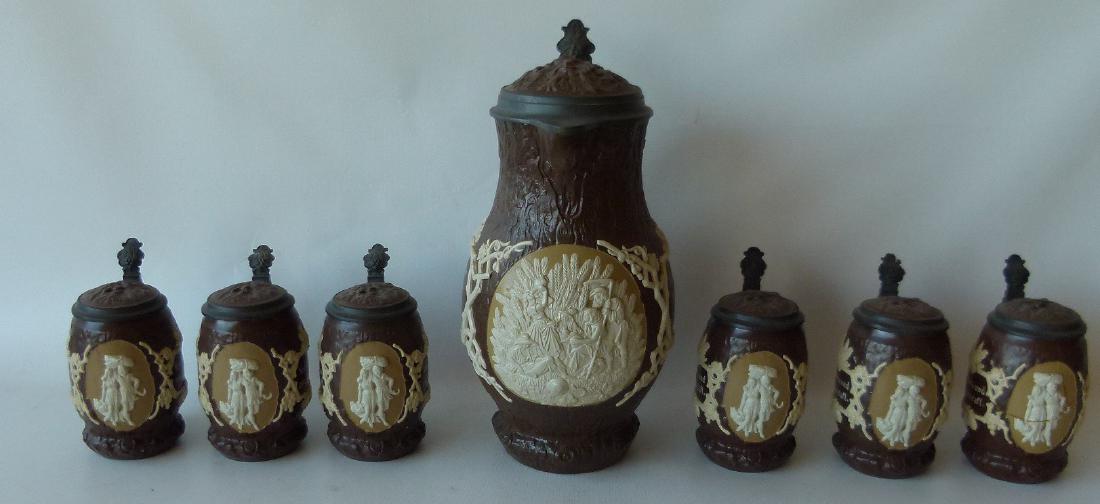 SET (7) METTLACH PORCELAIN/STONEWARE CIDER SET (1 of 18)