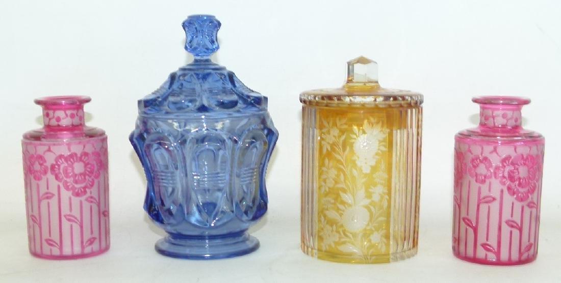 LOT (4) ART GLASS DRESSER JARS (1 of 17)