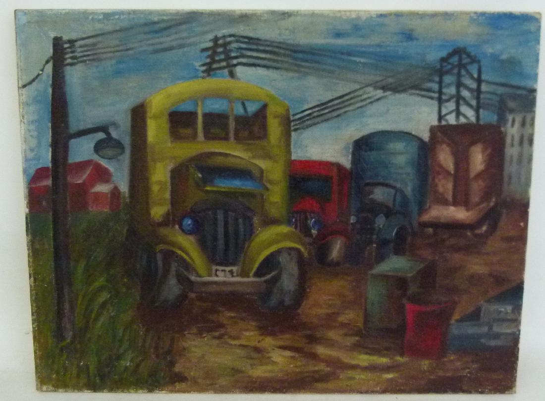 O/C VINTAGE TRUCK YARD UNSIGNED AMERICAN SCHOOL (1 of 9)