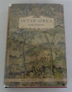 VOLUME OUT OF AFRICA, ISAK DINESEN: VOLUME OUT OF AFRICA, ISAK DINESEN, FIRST EDITION 1938 (RANDOM HOUSE)