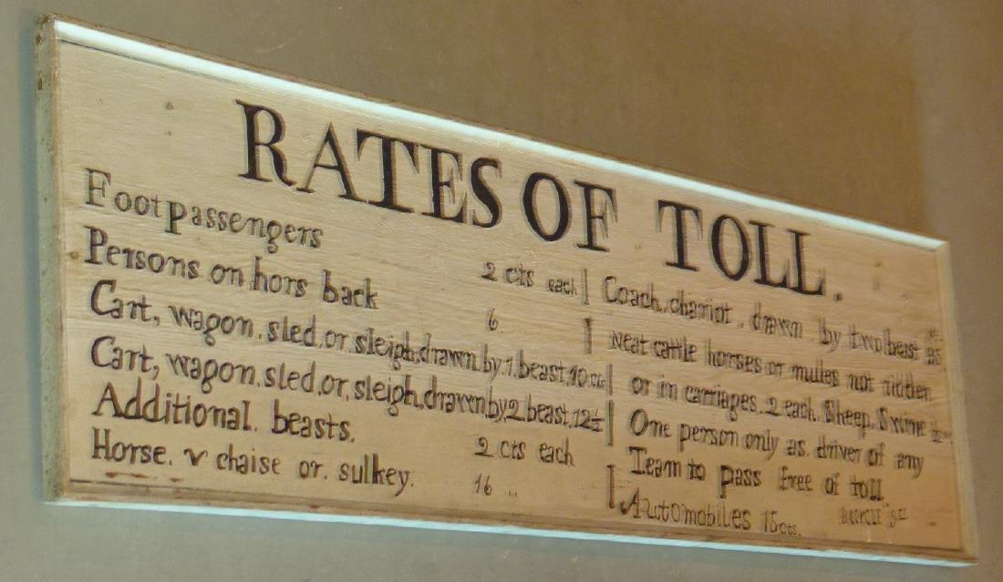 FOLK ART RATES OF TOLL CARVED/PAINTED PINE SIGN (1 of 9)