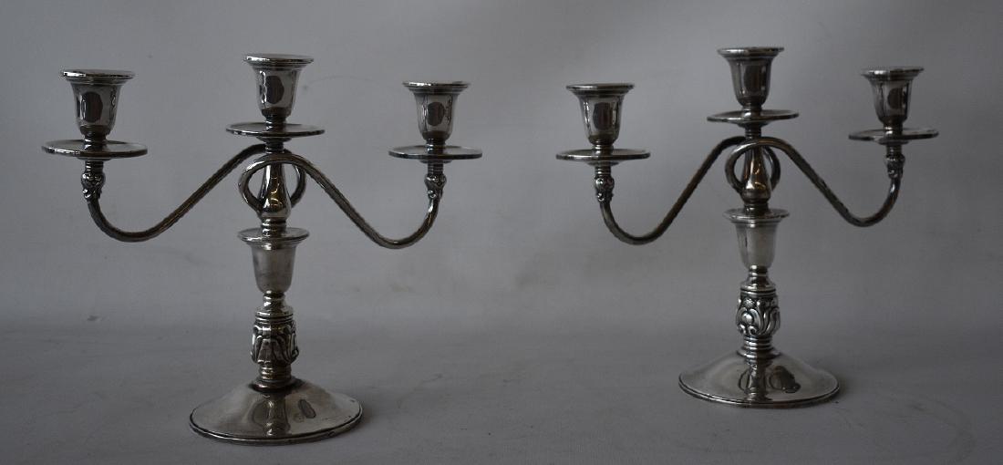 PAIR ROYAL DANISH STERLING CANDELABRA (1 of 15)