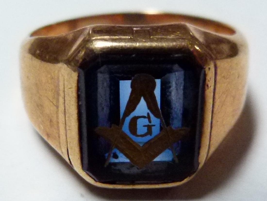 ART DECO YELLOW GOLD 14KT MASONIC RING (1 of 8)
