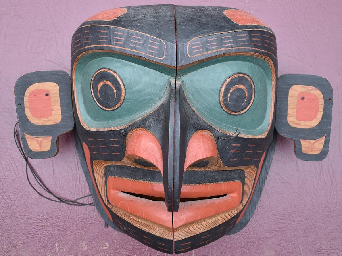 NW COAST CARVED/PAINTED HEADDRESS SIGNED STAN HUNT (1 of 15)