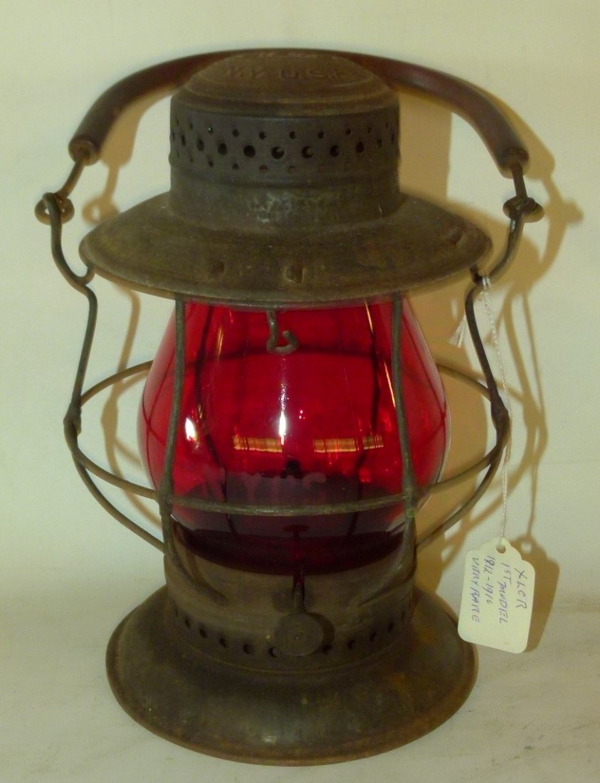 RAILROAD LANTERN W/ RED ETCHED GLOBE (1 of 5)