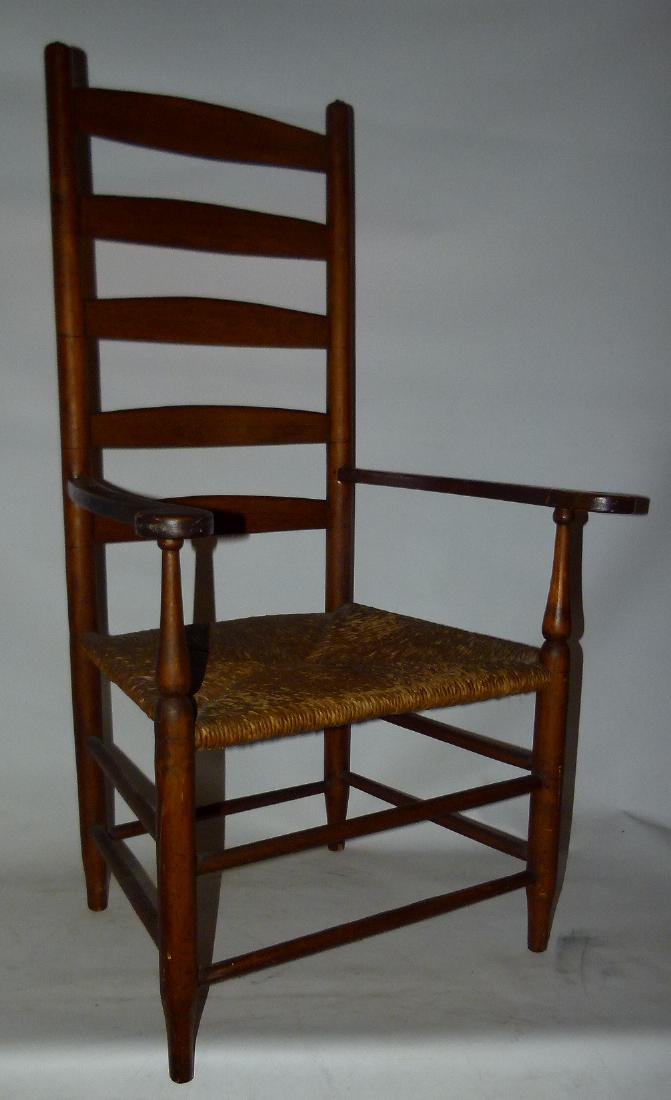 FINE COUNTRY MAPLE (5) SLAT BACK ARMCHAIR, 19TH C. (1 of 6)