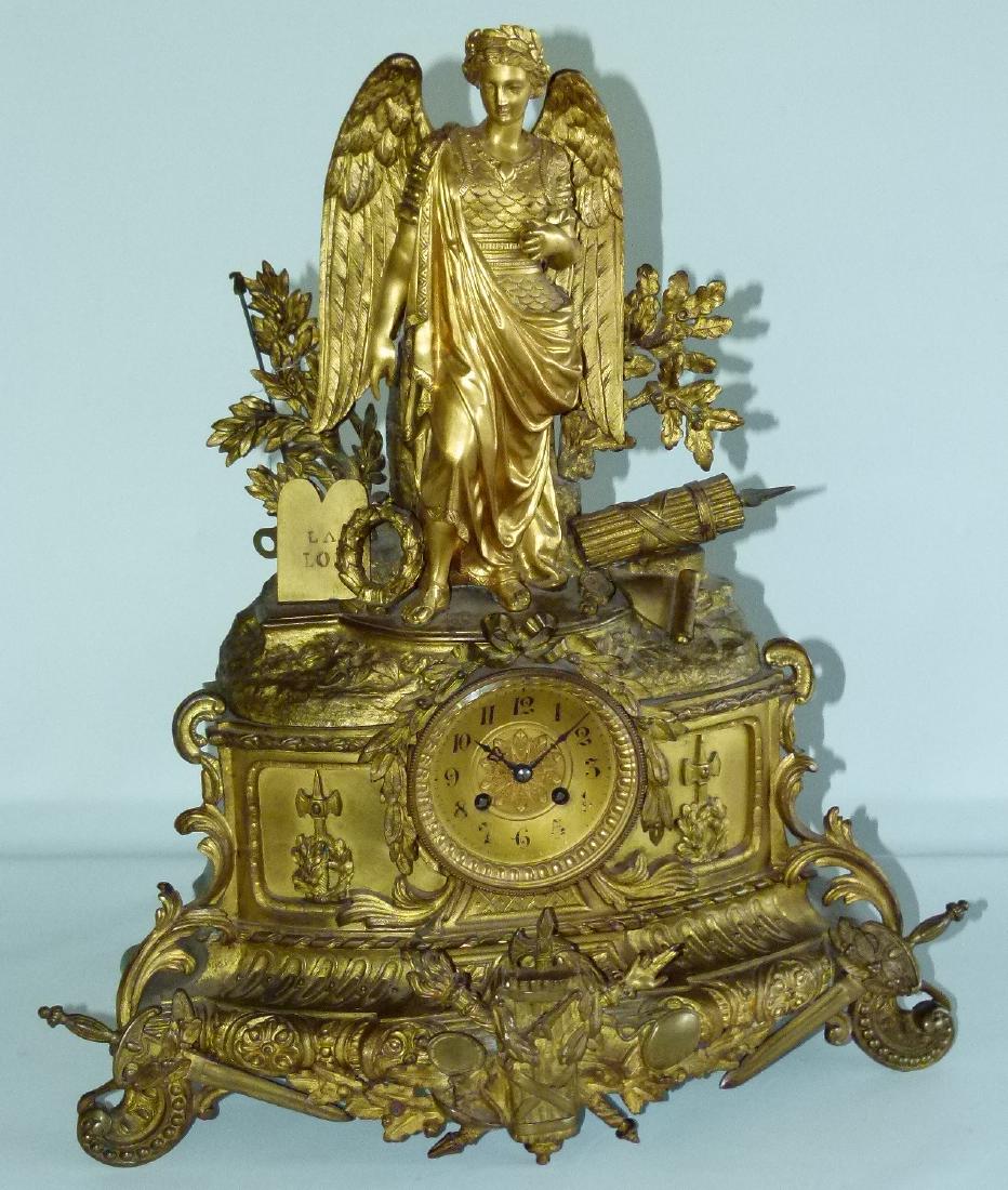 FRENCH EMPIRE GILT BRONZE GODDESS OF LAW MANTLE CLOCK (1 of 9)