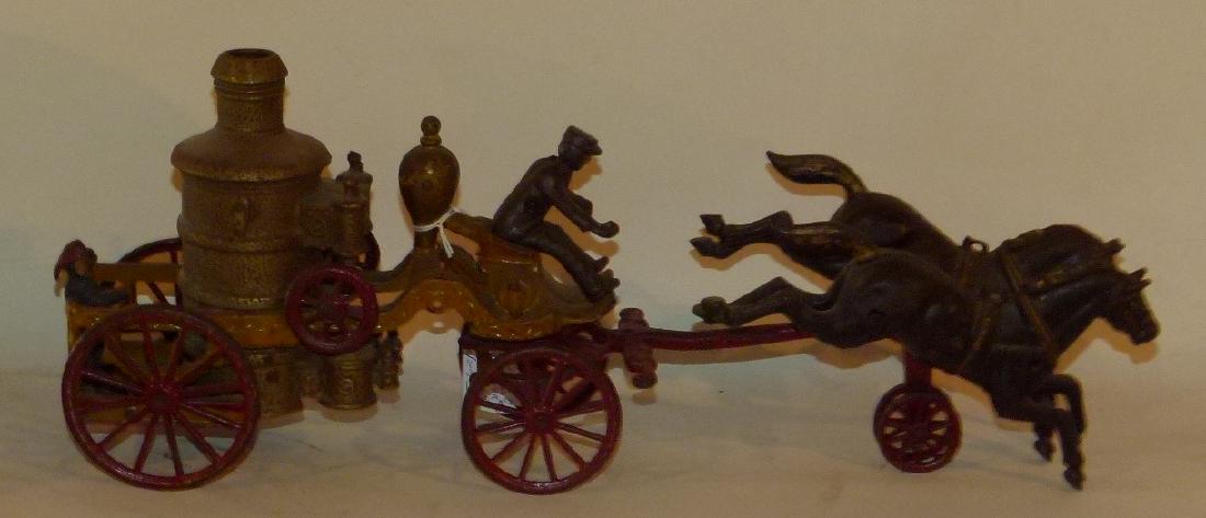 RARE HUBLEY PAINTED CAST IRON FIRE PUMPER (1 of 9)