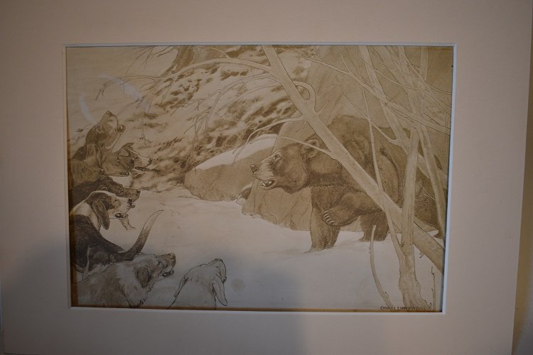 W/C "CORNERED" SIGNED CHARLES  BULL 1874-1932 (1 of 9)