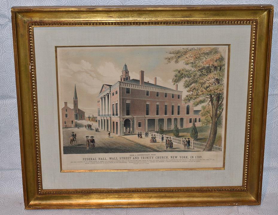 H/C STEEL ENGRAVING "FEDERAL HALL NY 1789" (1 of 15)