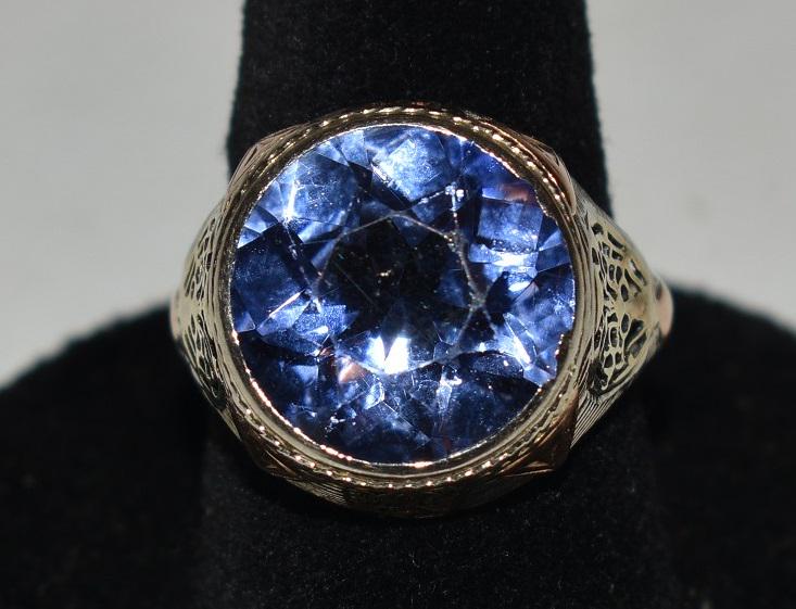 ART DECO 14KT  GOLD & PURPLE SAPPHIRE RING (1 of 8)