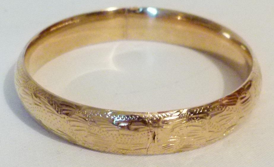 ART DECO 14KT YELLOW GOLD BANGLE BRACELET (1 of 7)