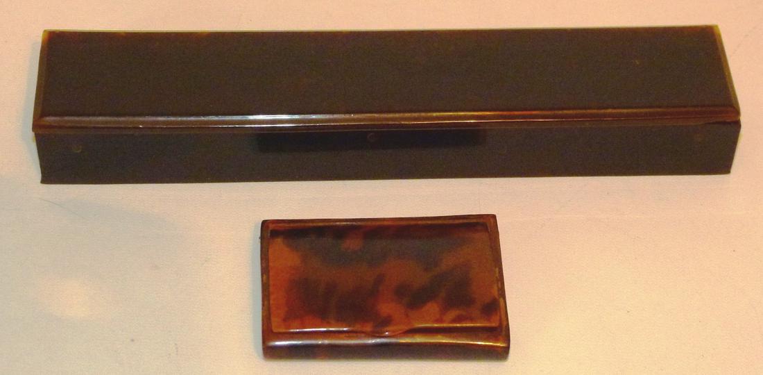 (2) VICTORIAN SHELL PENCIL/SNUFF BOXES 19THC. (1 of 11)