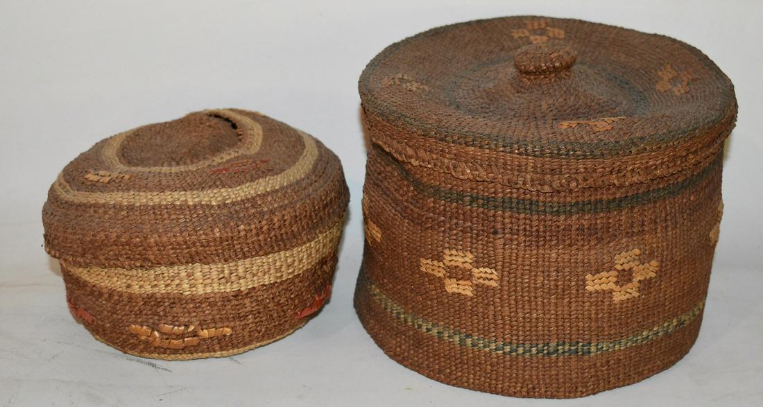 LOT (2) EARLY AMERICAN INDIAN BASKETS, 19/20TH C. (1 of 9)
