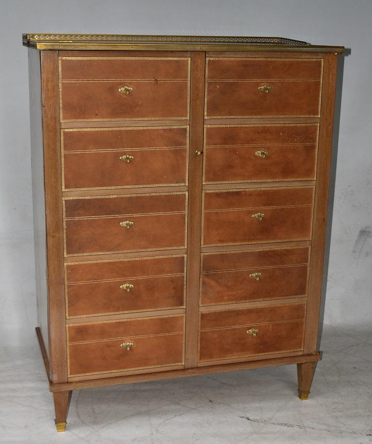 FRENCH MAHOG. /LEATHER FOLDING DOOR CABINET (1 of 9)