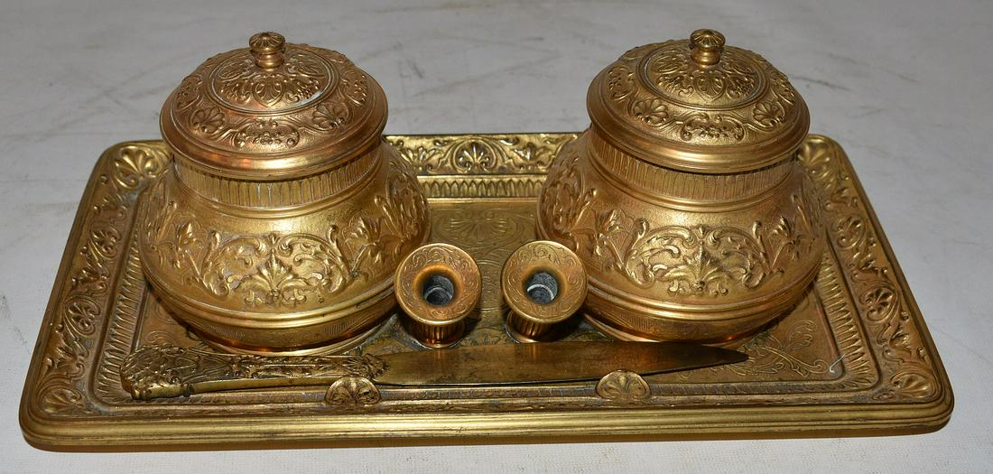 NEO CLASSICAL BRONZE ENCRIER, INK WELL (1 of 10)