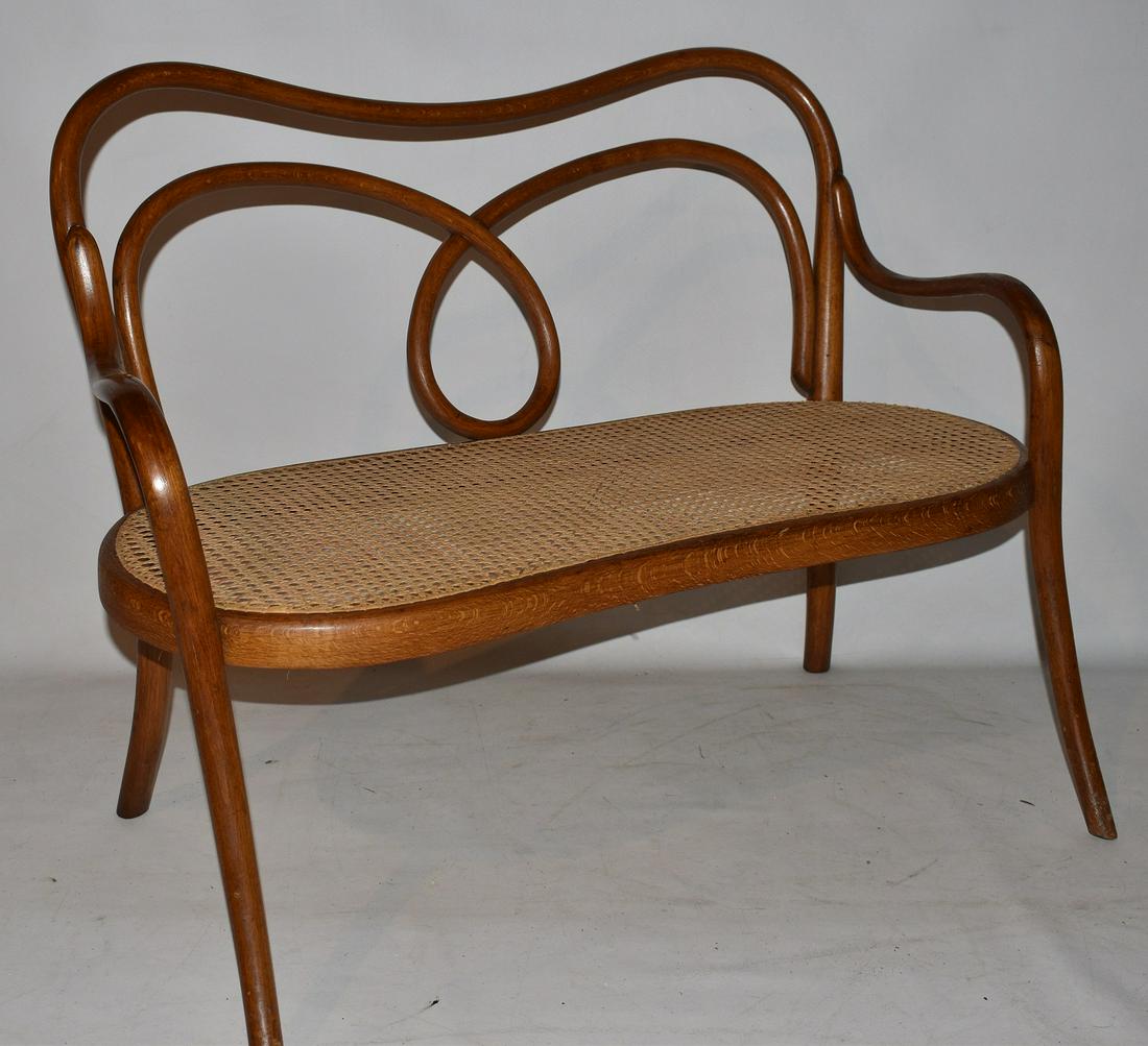 THONET BENTWOOD CHILDS LOVESEAT, C. 1930: THONET BENTWOOD CHILDS LOVESEAT, C. 1930 W. 32"