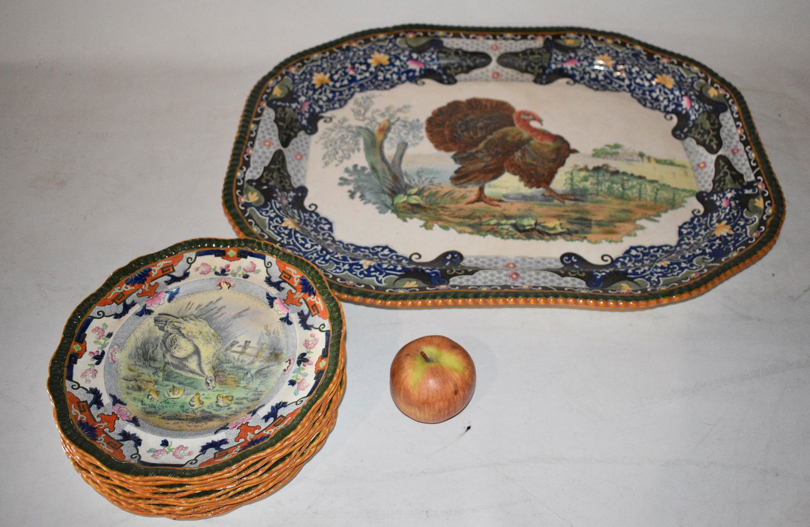 LOT (13) TURKEY/FOWL PLATTER W/ 12  DINNER PLATES (1 of 18)
