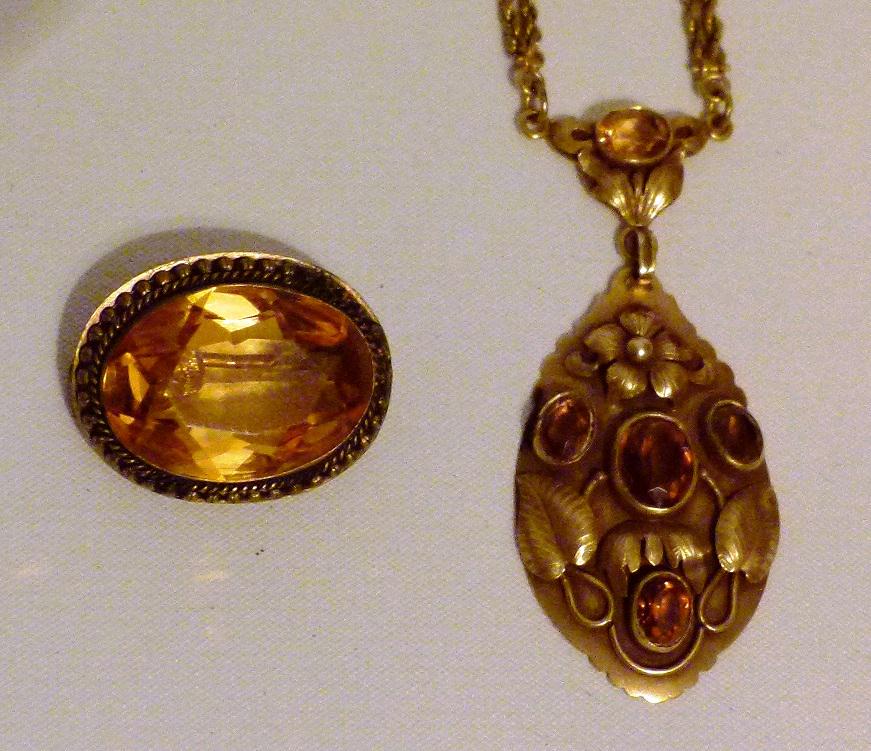 LOT (2) INCL. 14K GOLD PENDANT W/ 5 FULL CUT CITRINE (1 of 11)