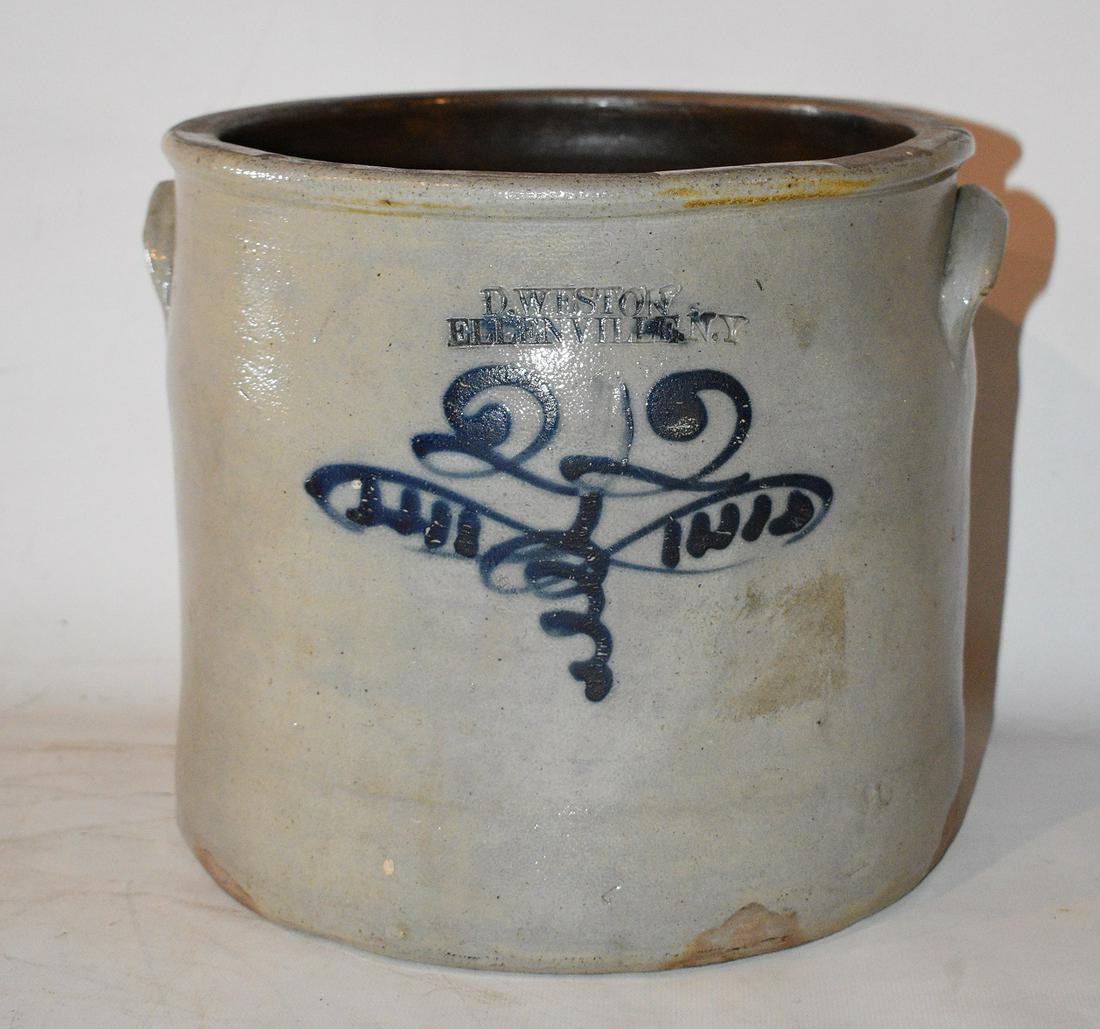 D. WESTON 2 GAL. SALT GLAZED STONEWARE CROCK (1 of 9)