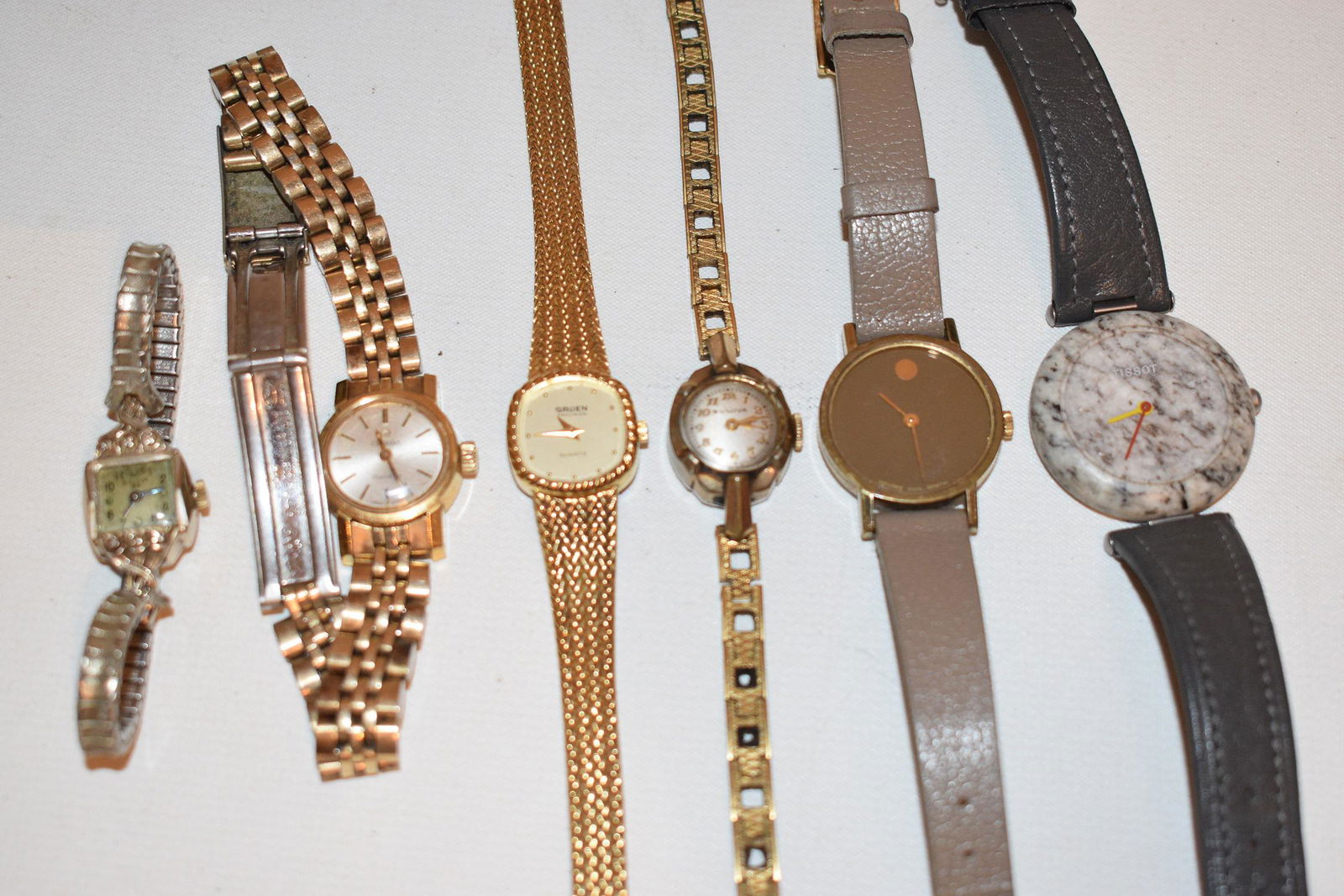 LOT (6) LADIES WRIST WATCHES INCL. 14KT WHITE GOLD (1 of 7)