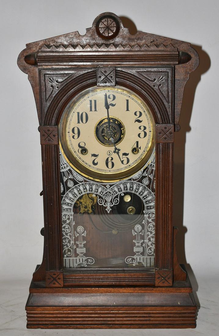 VICTORIAN WALNUT SHELF CLOCK, 19/20TH C. (1 of 11)