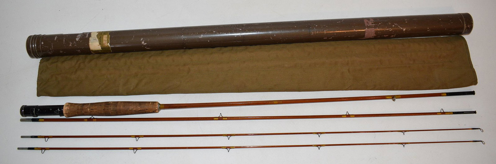 GOODWIN GRANGER "GRANGER SPECIAL" 4 PC. FLY ROD POLE: GOODWIN GRANGER "GRANGER SPECIAL" 4 PIECE BAMBOO FLY ROD-FISHING POLE, C. 1930 L. 8'