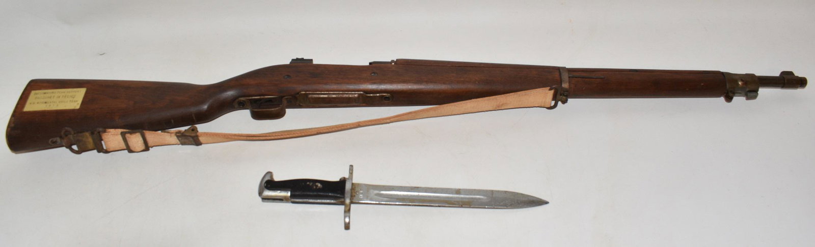 SMITH-CORONA 30 CAL. 03-A3 TRAINING RIFLE W/ US BAYONET: LOT (2) SMITH-CORONA 30 CAL. 03-A3 TRAINING RIFLE W/ AFH US BAYONET, C. 1940 BARREL L. 23 5/8", L. 43 1/2", ***RESTRICTED-NICS CHECK REQUIRED***